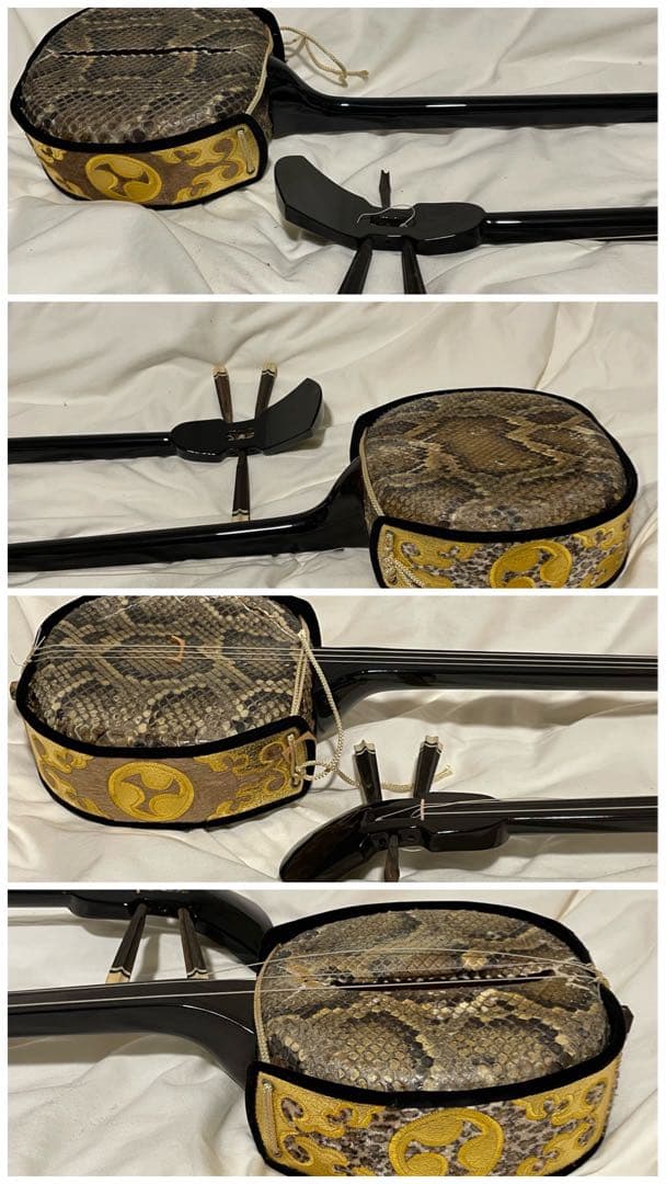 三線 ヘビ皮 2本 ケース付き 難あり