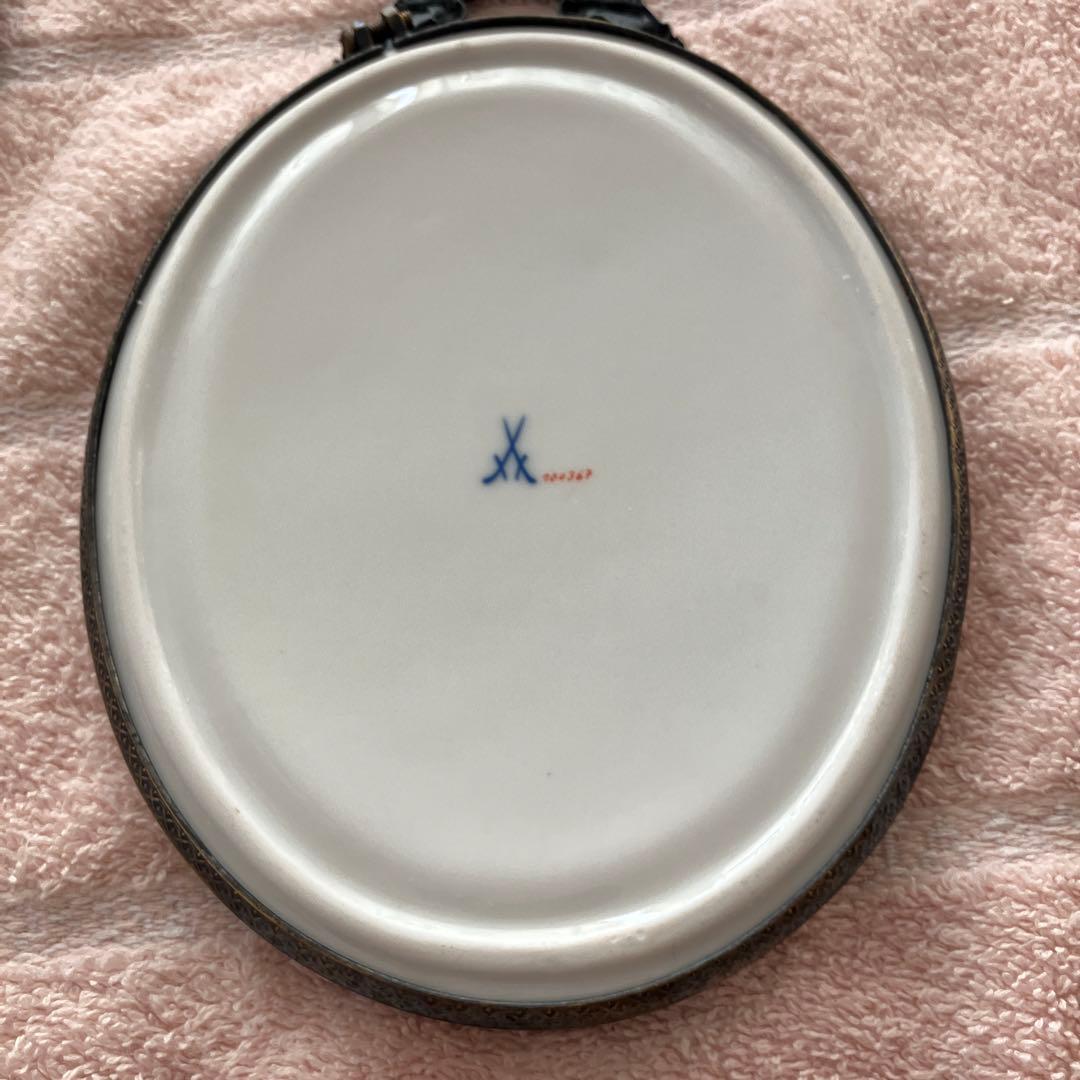 希少　マイセン 猫 壁掛け 飾り絵 プレート 猫の絵画 アンティークフレーム