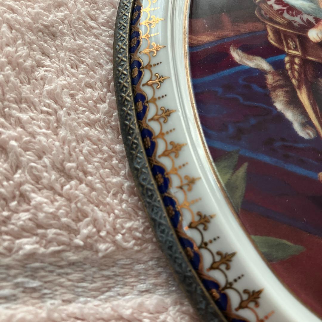 希少　マイセン 猫 壁掛け 飾り絵 プレート 猫の絵画 アンティークフレーム