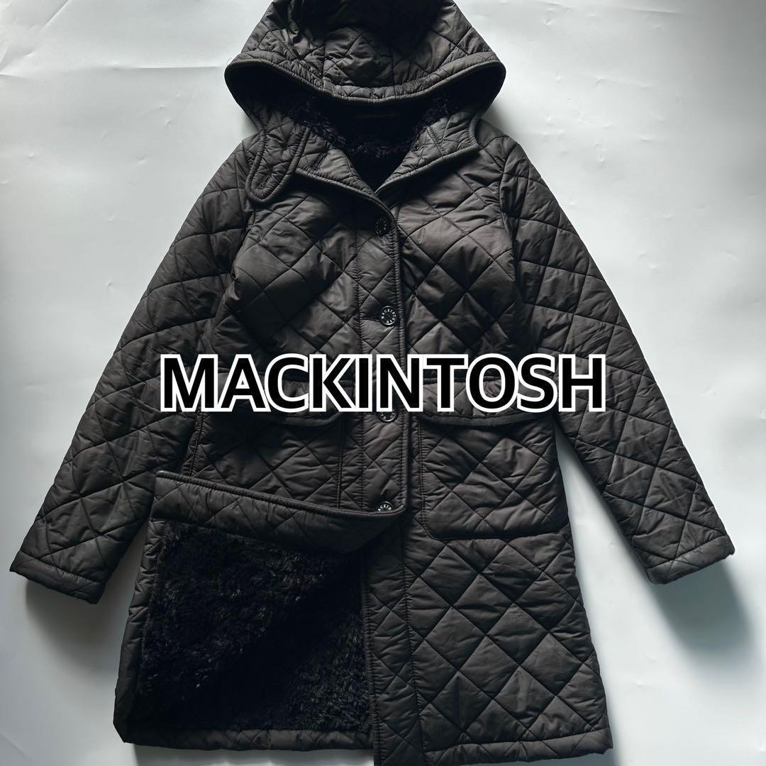 マッキントッシュ キルティングコート 裏ボア 黒 ロゴボタン