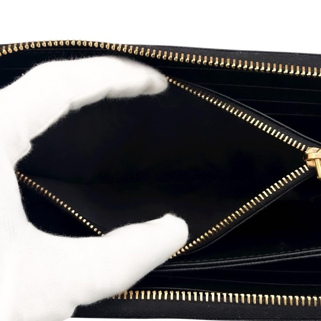 極美品 プラダ サフィアーノ 長財布 ロゴ 小銭入れ  カード コンパクト