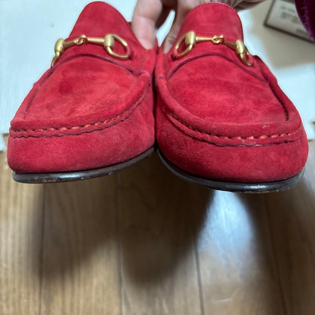 グッチ　GUCCI ローファー　赤　スウェード　38.5C 24.5センチ