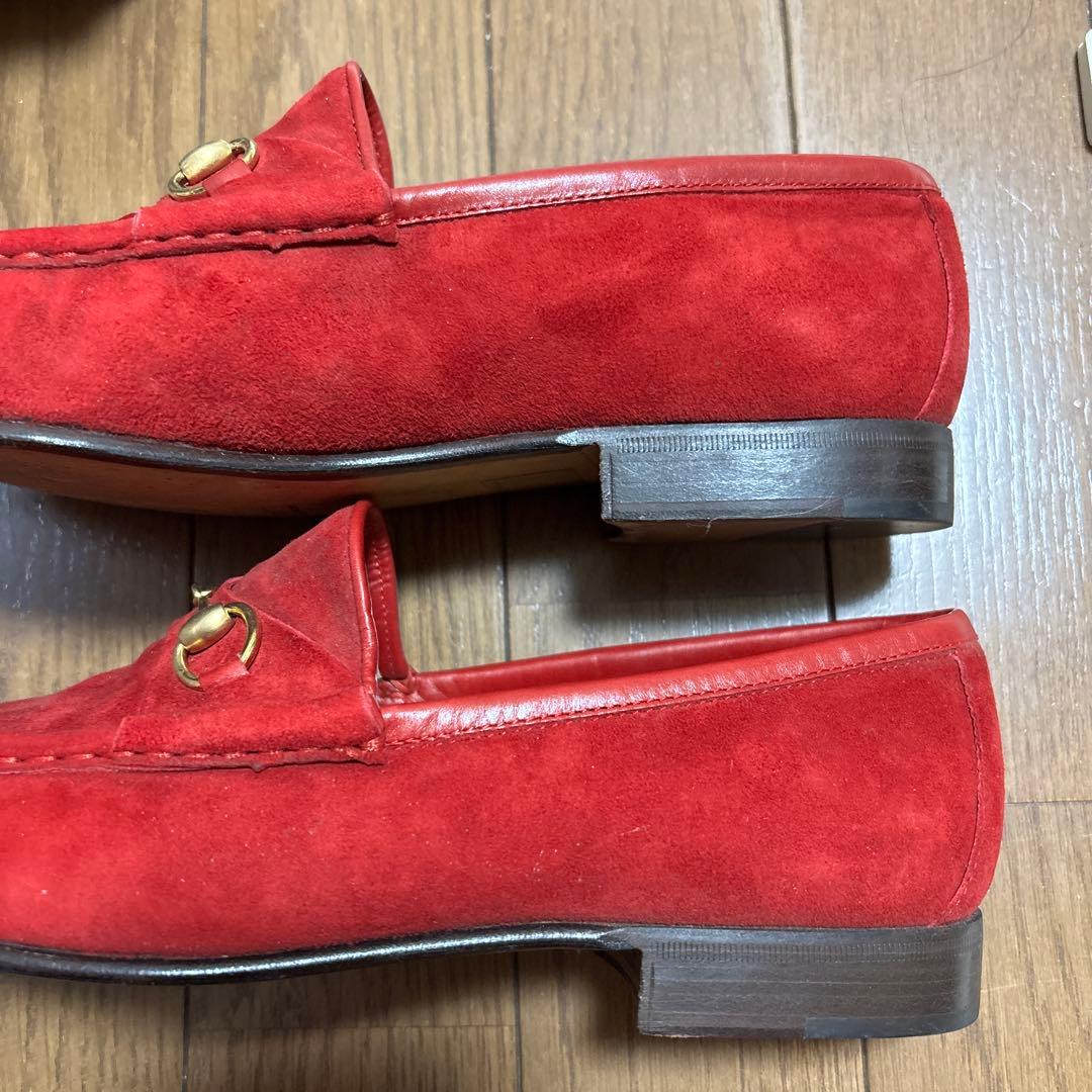 グッチ　GUCCI ローファー　赤　スウェード　38.5C 24.5センチ