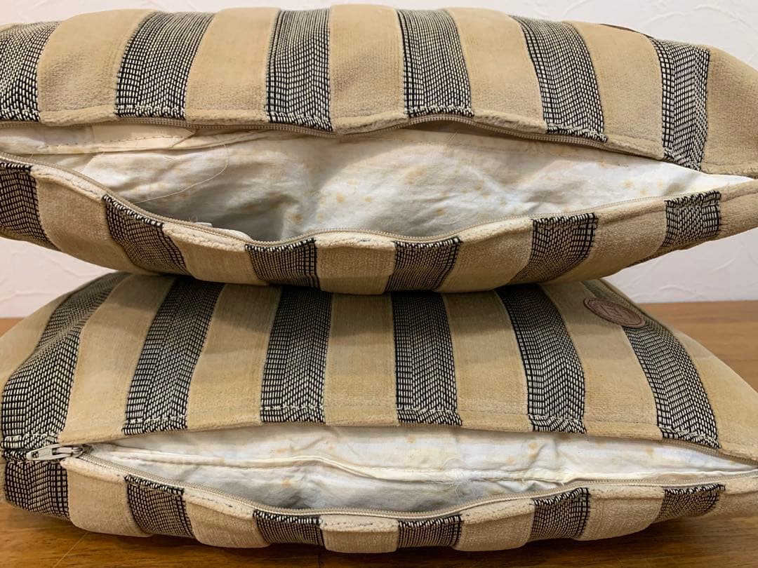 N0722-07☆FENDI フェンディ ストライプ柄クッション 2個セット N0722