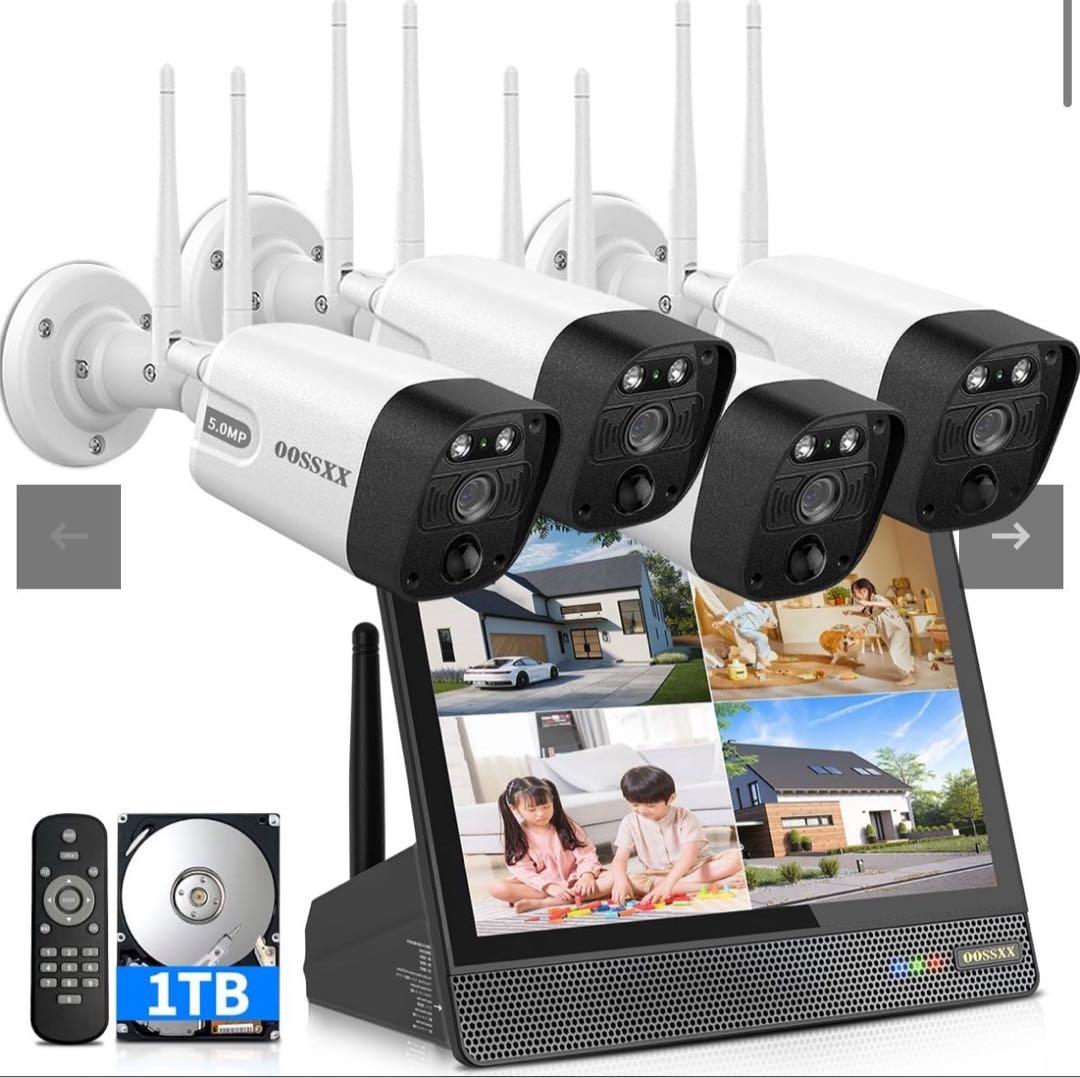 防犯カメラ　OOSSXX 10インチモニター付　4台 OOSSXX 10インチモニター 一体型録画機 NVR モニター付き 10インチ