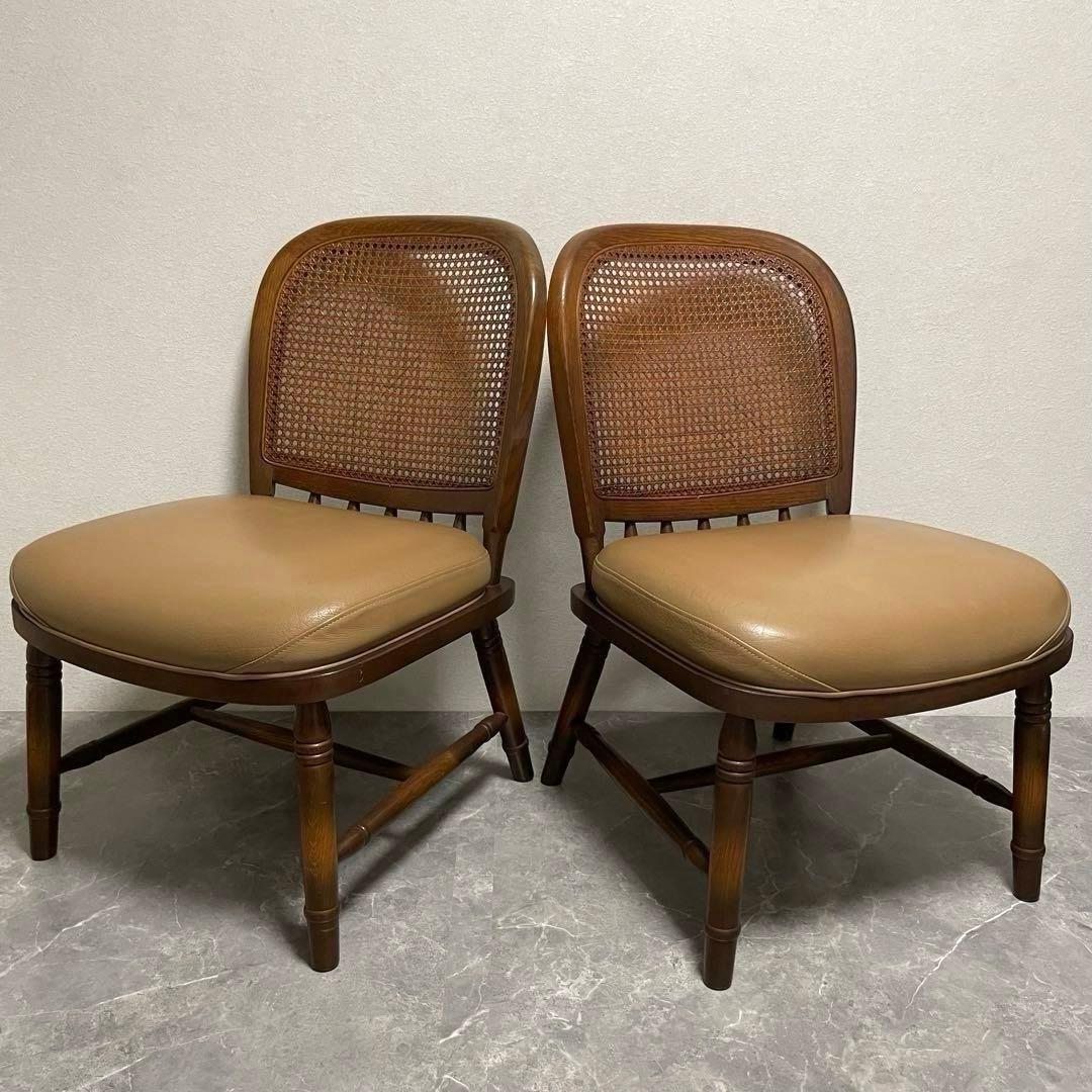 飛騨産業　キツツキ木製ダイニングチェアラタンバックチェア　ヴィンテージ古家具　①