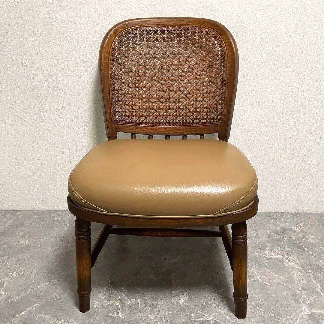 飛騨産業　キツツキ木製ダイニングチェアラタンバックチェア　ヴィンテージ古家具　①