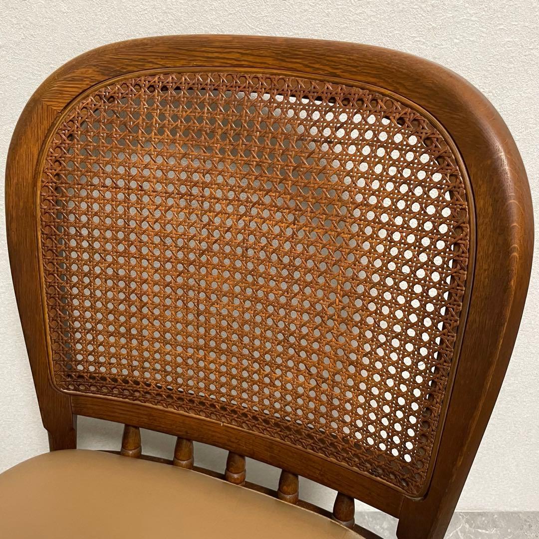 飛騨産業　キツツキ木製ダイニングチェアラタンバックチェア　ヴィンテージ古家具　①