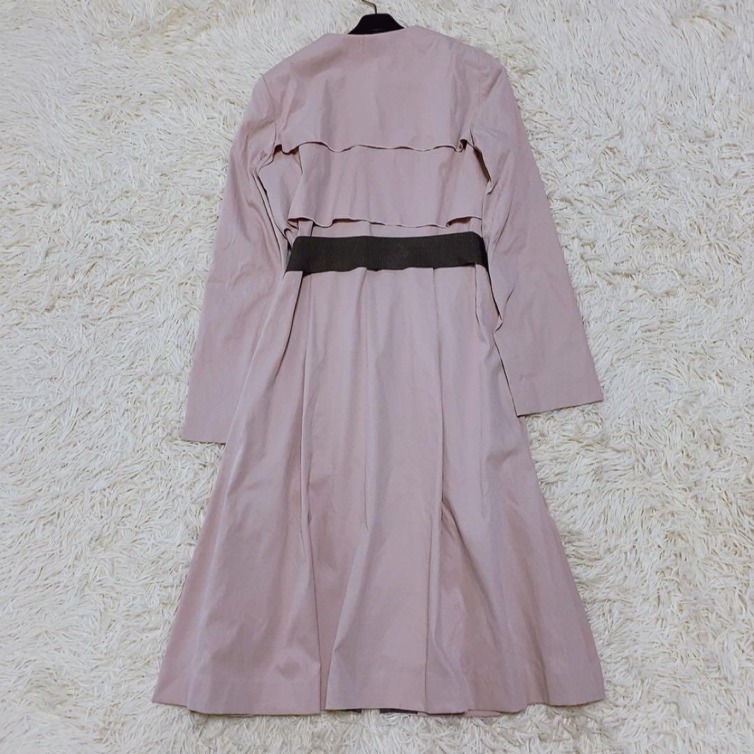 【美品】ランバンオンブルー ラッフルコート フリル ベルト ロング 人気