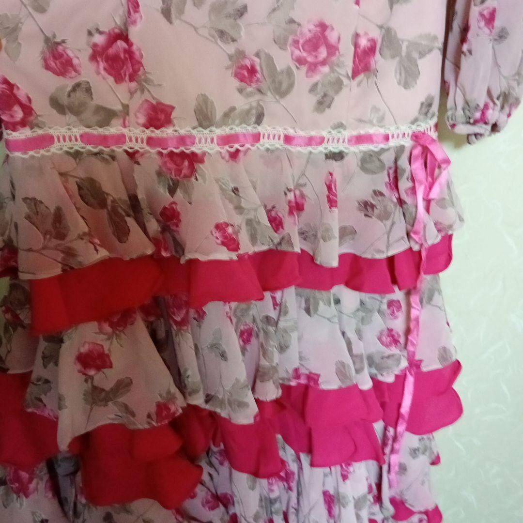 フラメンコドレス 　ピンク　花柄