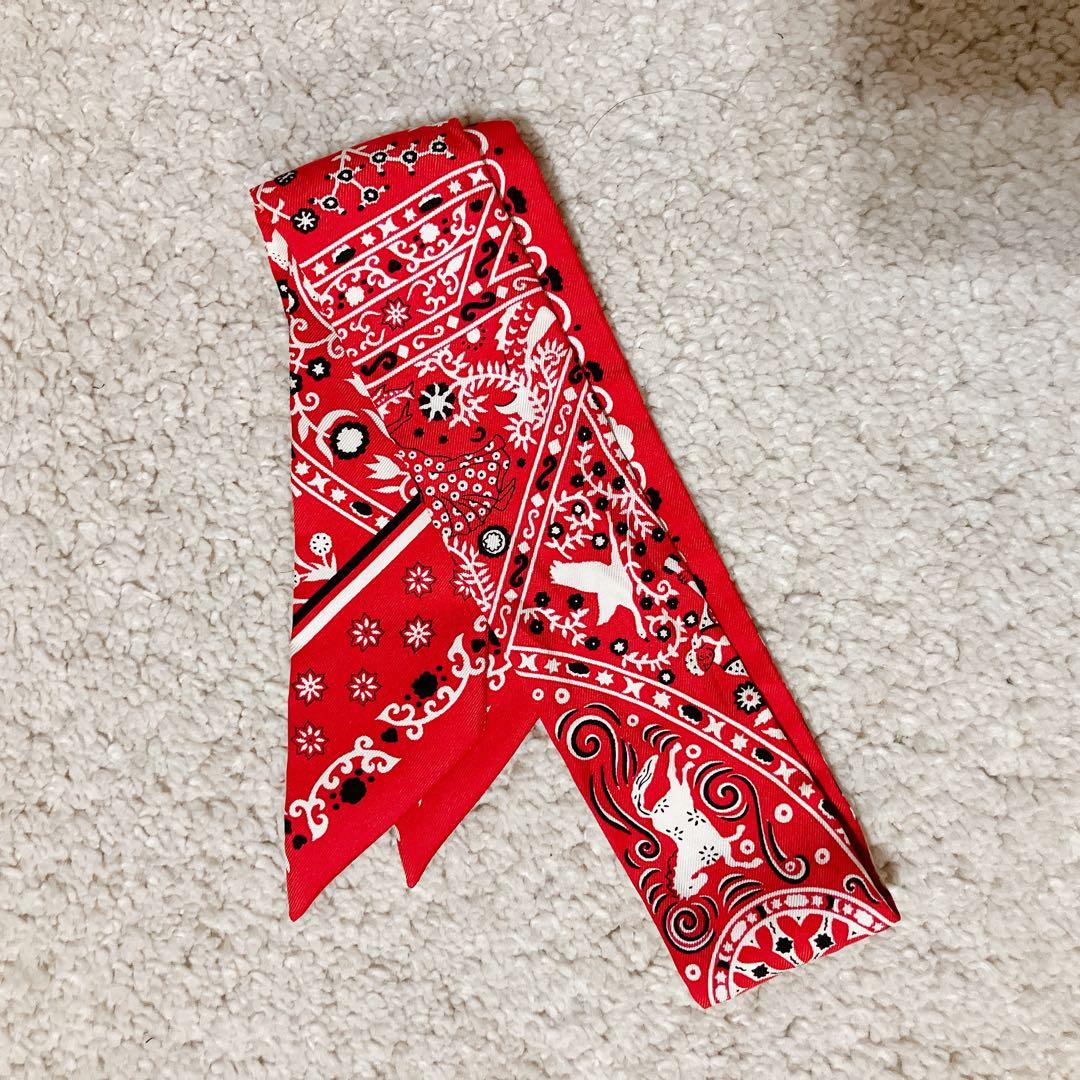 エルメス ツイリー シルク100% バンダナ柄 フランス製 バッグスカーフ