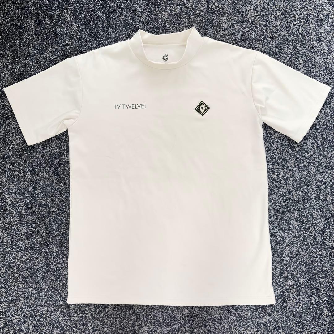 ヴィトゥエルヴ　V12　半袖モックネック　背面ロゴ　ハイネック　ゴルフウェア　Ｌ