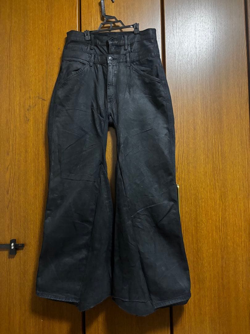 wax デニムパンツ ブーツカット フレア ブラックデニム ワックス