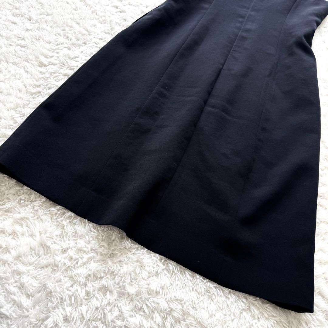 美品✨ルネ バイカラー ノースリーブ ボウタイ ワンピース フレア 白 黒 34