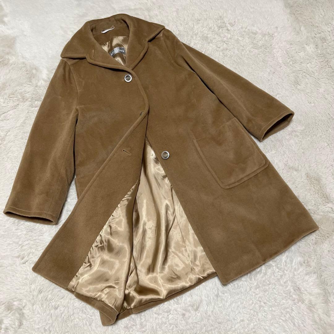 MaxMara ロングコート　ステンカラーコート　バージンウール　キャメル　38
