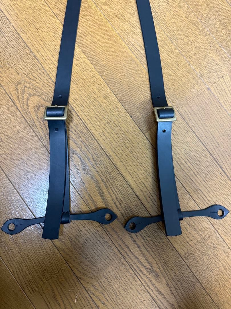 ブラックレザーサスペンダー tcbジーンズ