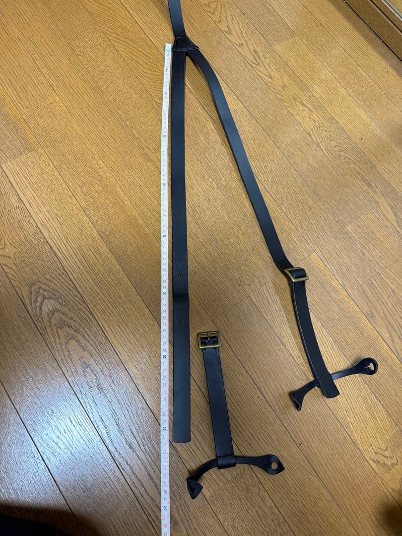 ブラックレザーサスペンダー tcbジーンズ