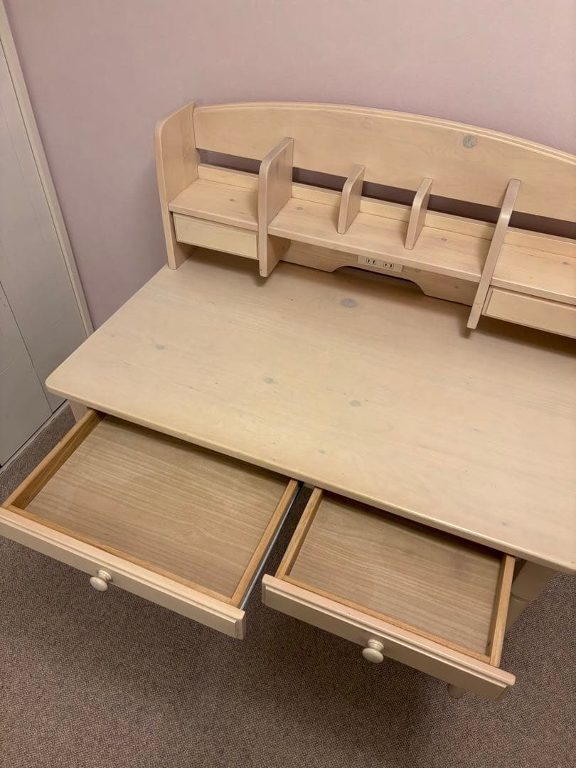 取外し可能仕切り収納&電源コード付き/2wayデスク（学習机）