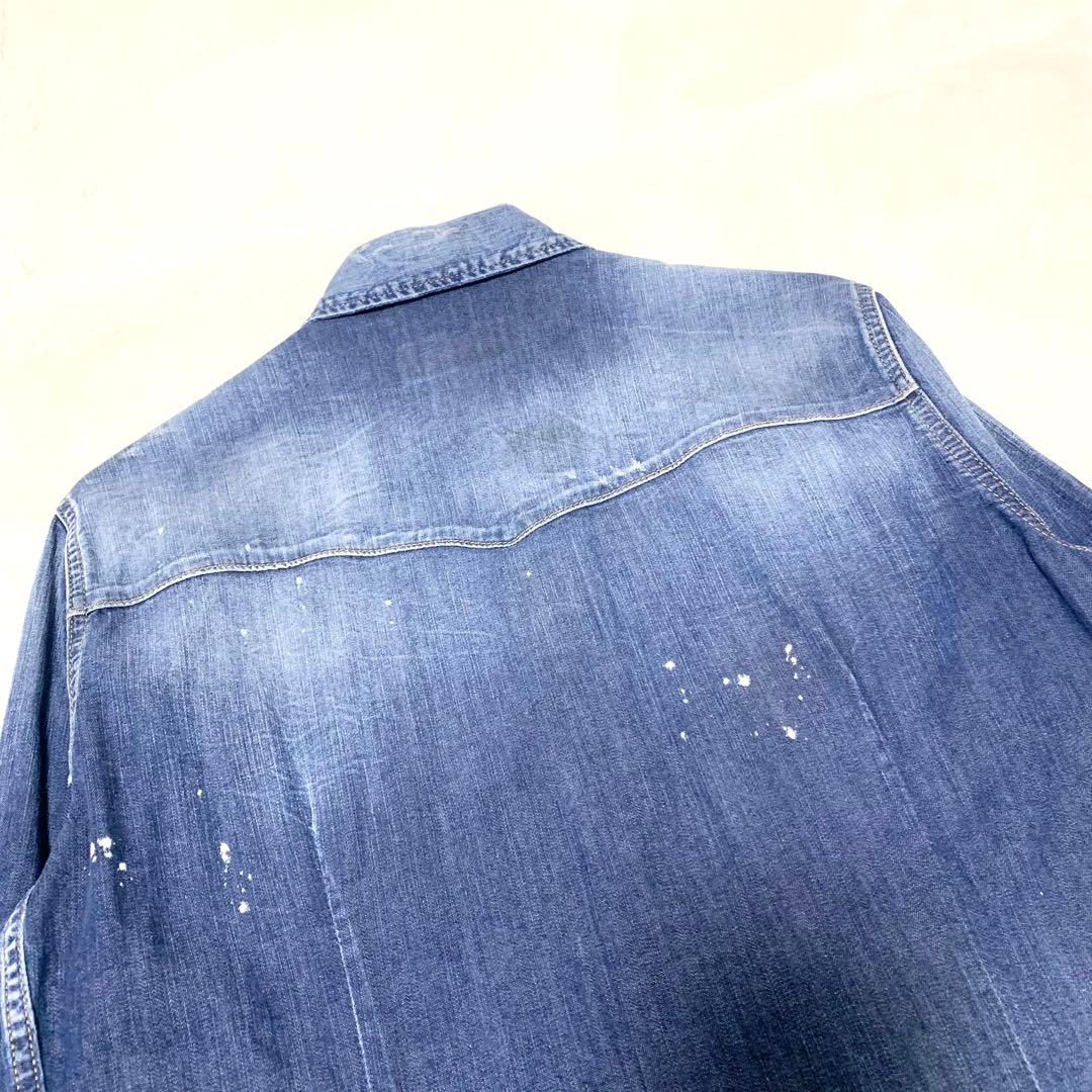 DSQUARED2 24SS デニムシャツ ウエスタンシャツ ダメージ加工 48