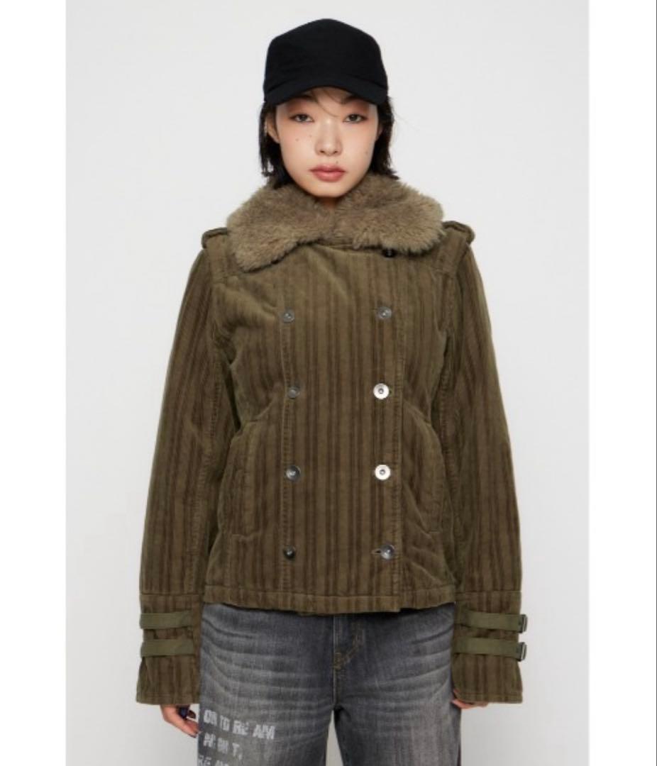 完売ラグアジェム LAGUAGEM コーデュロイボアジャケット カーキ アウター