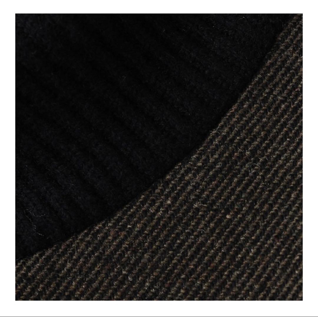 Tomorrowland ウールツイード ニットコンビスタンドカラーコート 緑