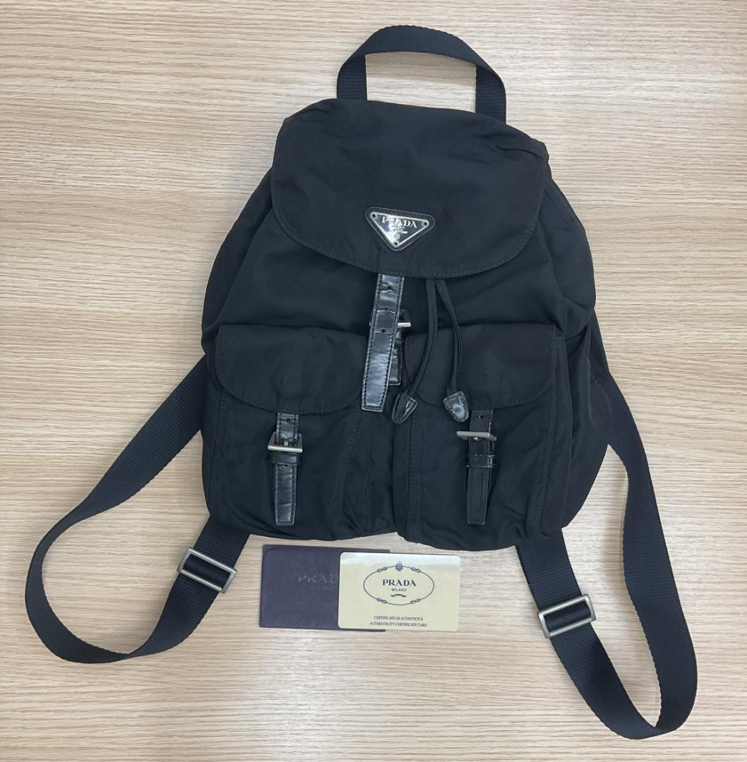 ✨PRADA プラダ　B6677F リュックナイロン　三角ロゴ　ブラック