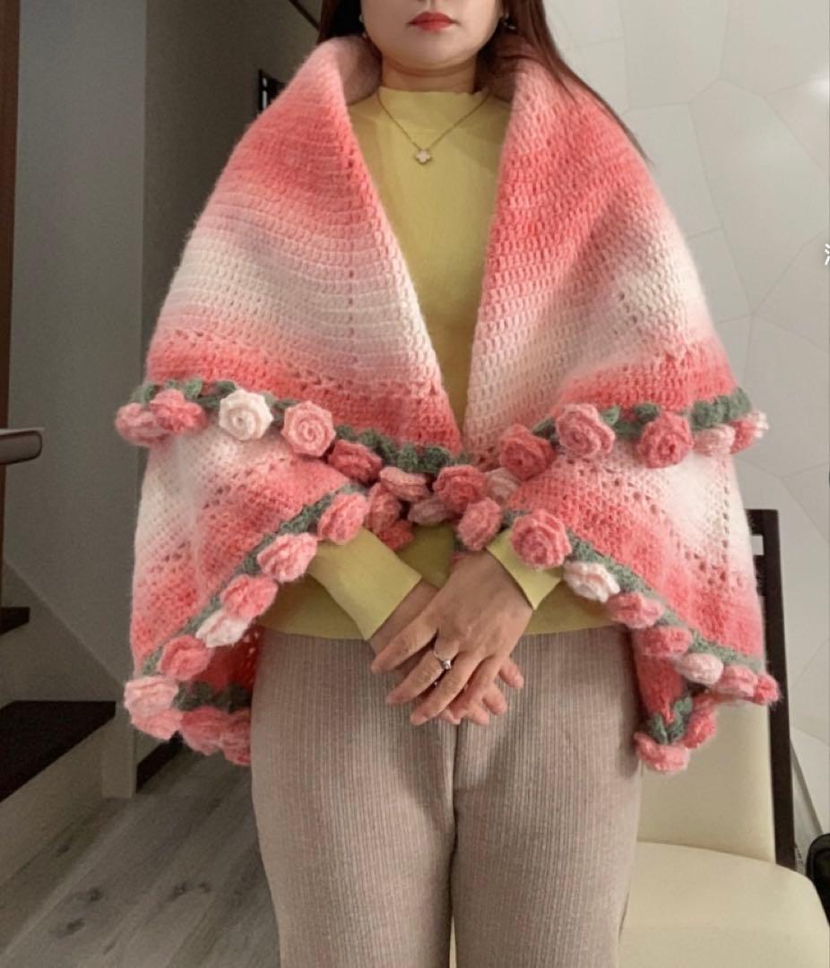 バラの花束ブランケット直径120cm，72本の大きな花ストール