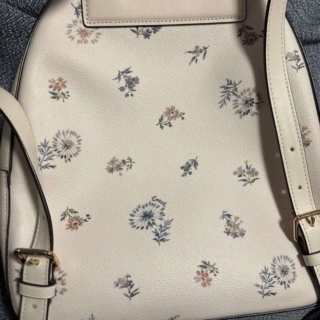 COACH ミニ チャーリー リュックサック 花柄 レザー アイボリー