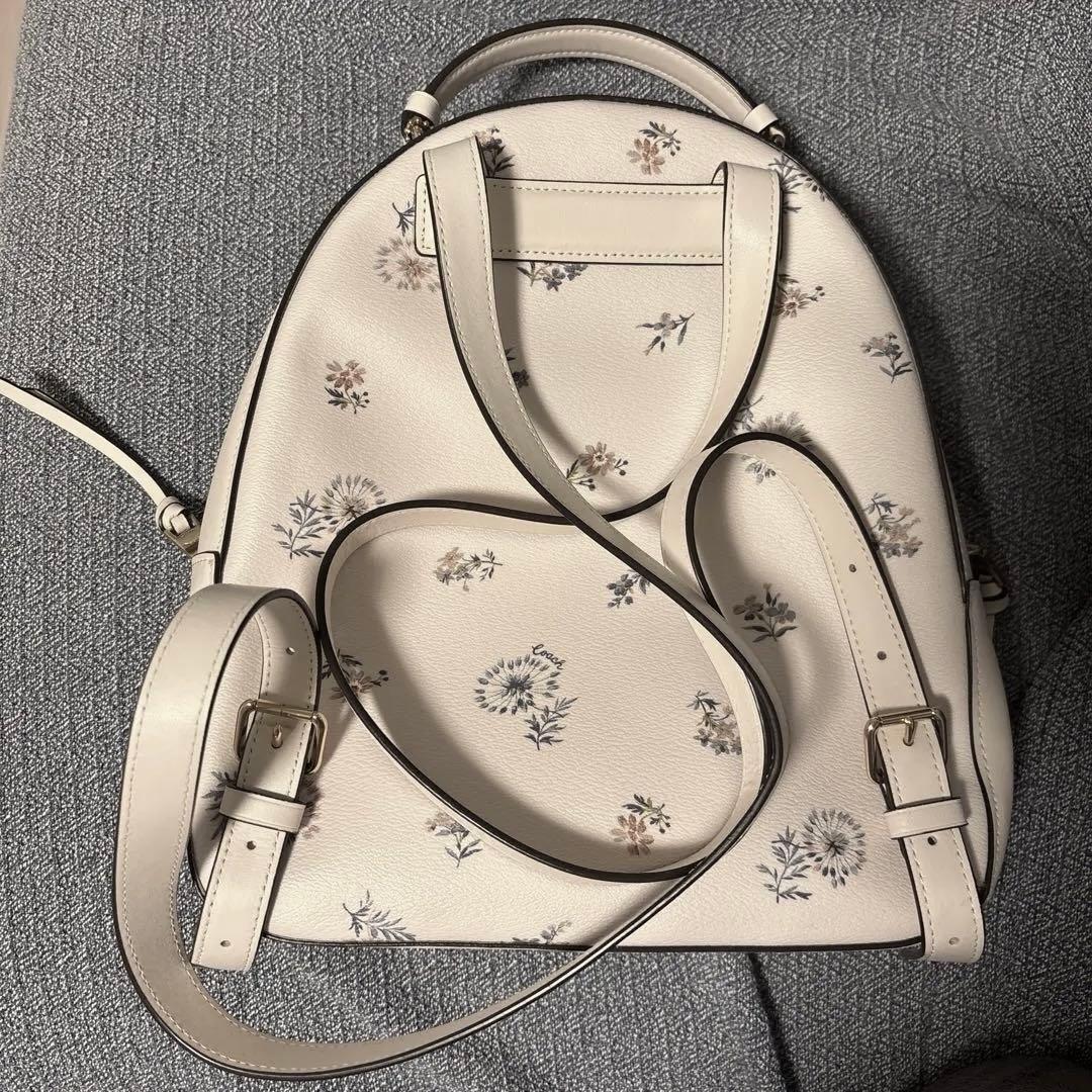 COACH ミニ チャーリー リュックサック 花柄 レザー アイボリー