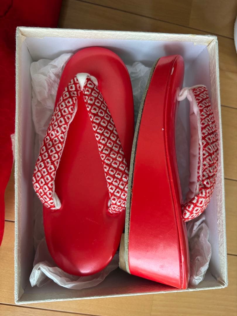 七五三　3歳　正絹　お着物セット　巾着　お草履付き