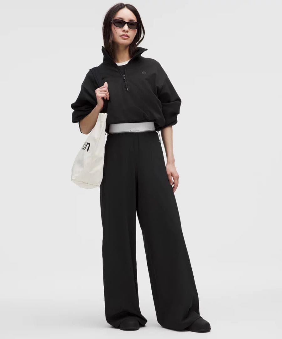 lululemonハイライズ ワイドレッグパンツ ロゴウエストバンド