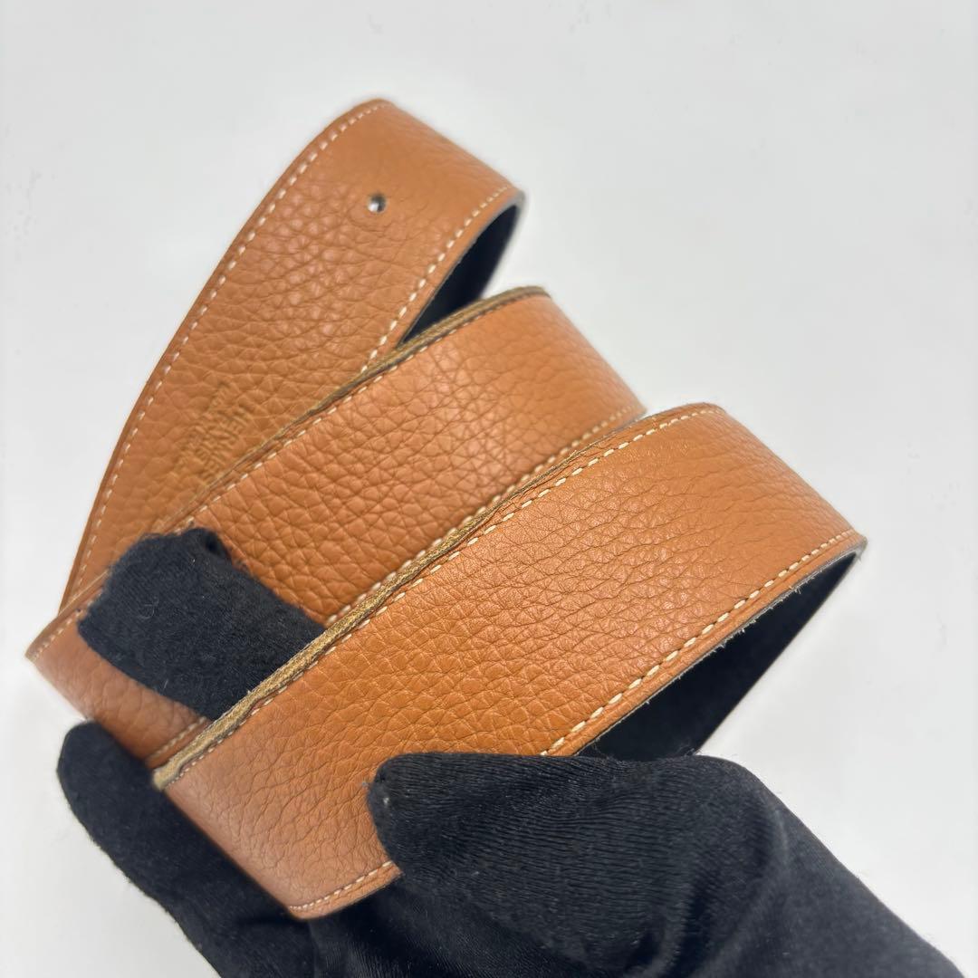 HERMESエルメス リバーシブル レザーベルトウエスト90 ブラック ブラウン