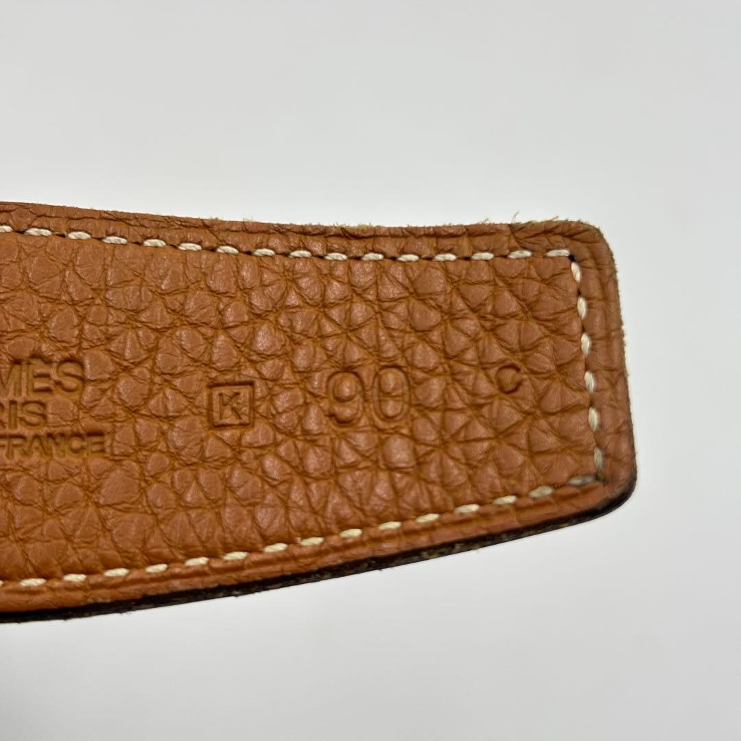 HERMESエルメス リバーシブル レザーベルトウエスト90 ブラック ブラウン