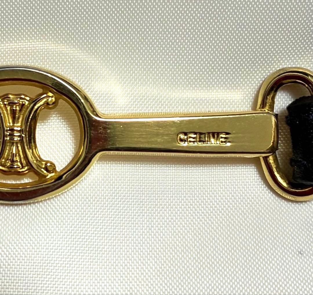 セリーヌ CELINE ベルト トリオンフ 65 黒レザーベルト ゴールド金具