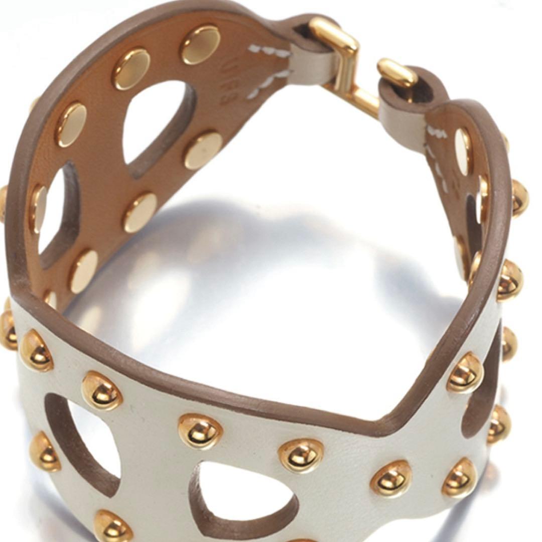 最終値下 HERMES エルメス シェーヌダンクル レザーバングル スタッズ