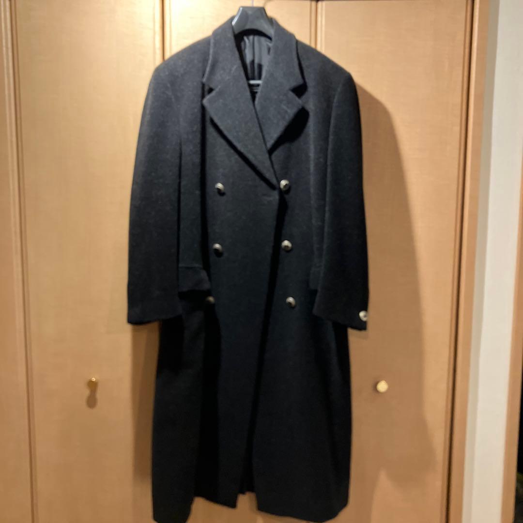 ヴェルサーチェダブルブレスト チェスターコート 黒《M》