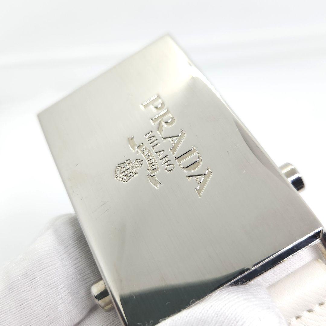 ほぼ未使用 ロゴバックル ガチャベルト ナイロン サフィアーノ PRADA