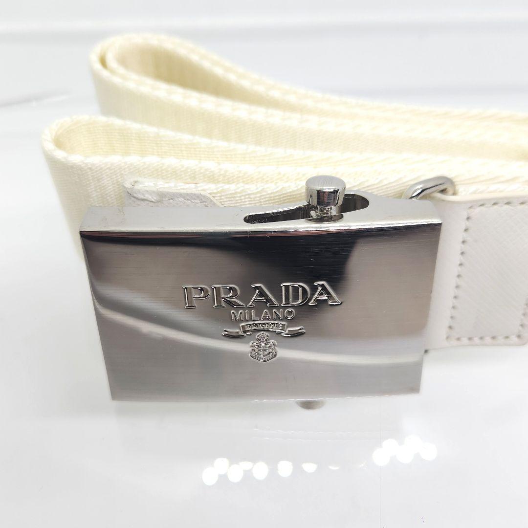 ほぼ未使用 ロゴバックル ガチャベルト ナイロン サフィアーノ PRADA