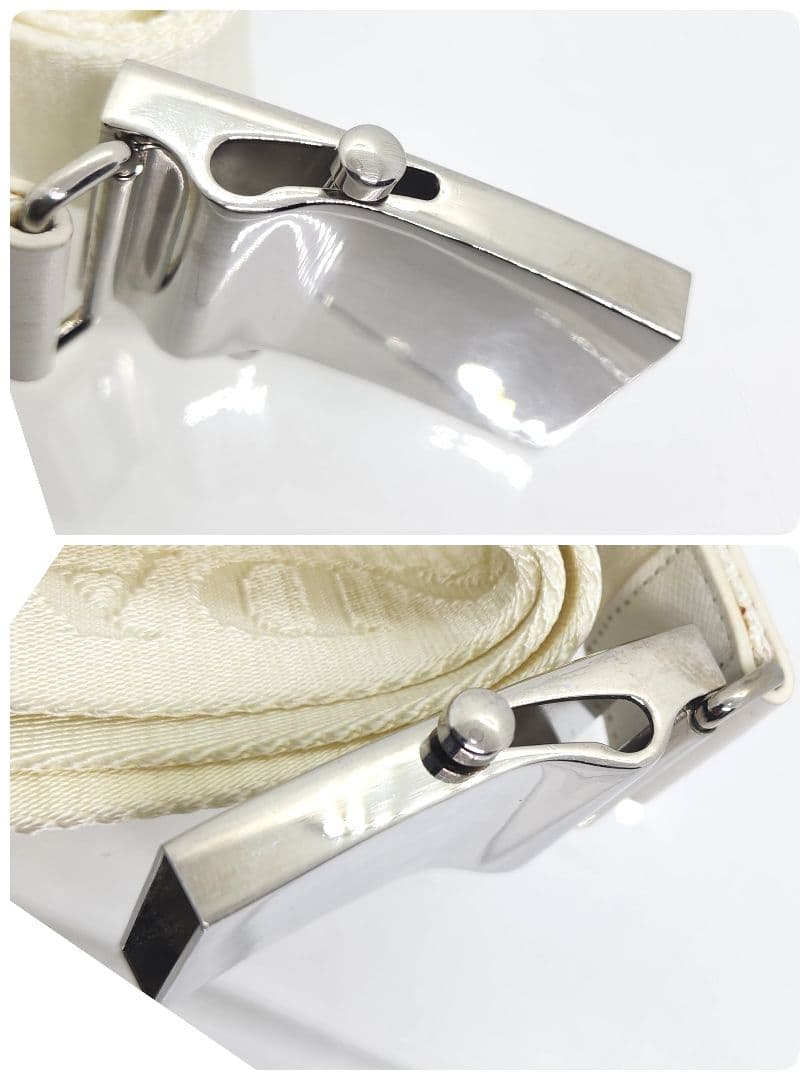 ほぼ未使用 ロゴバックル ガチャベルト ナイロン サフィアーノ PRADA