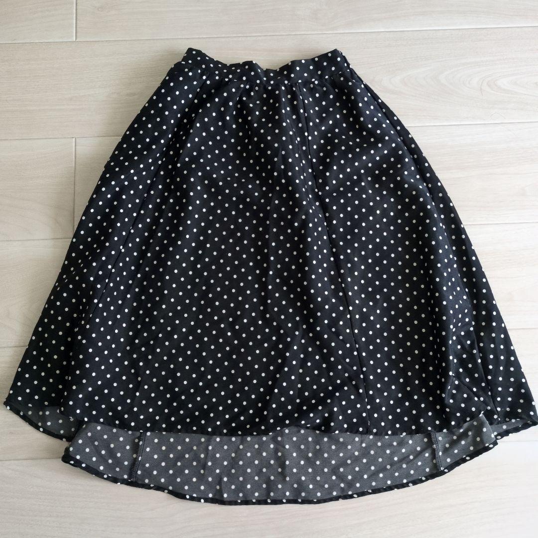 黒と白の水玉模様 フレアスカート - メルカリ