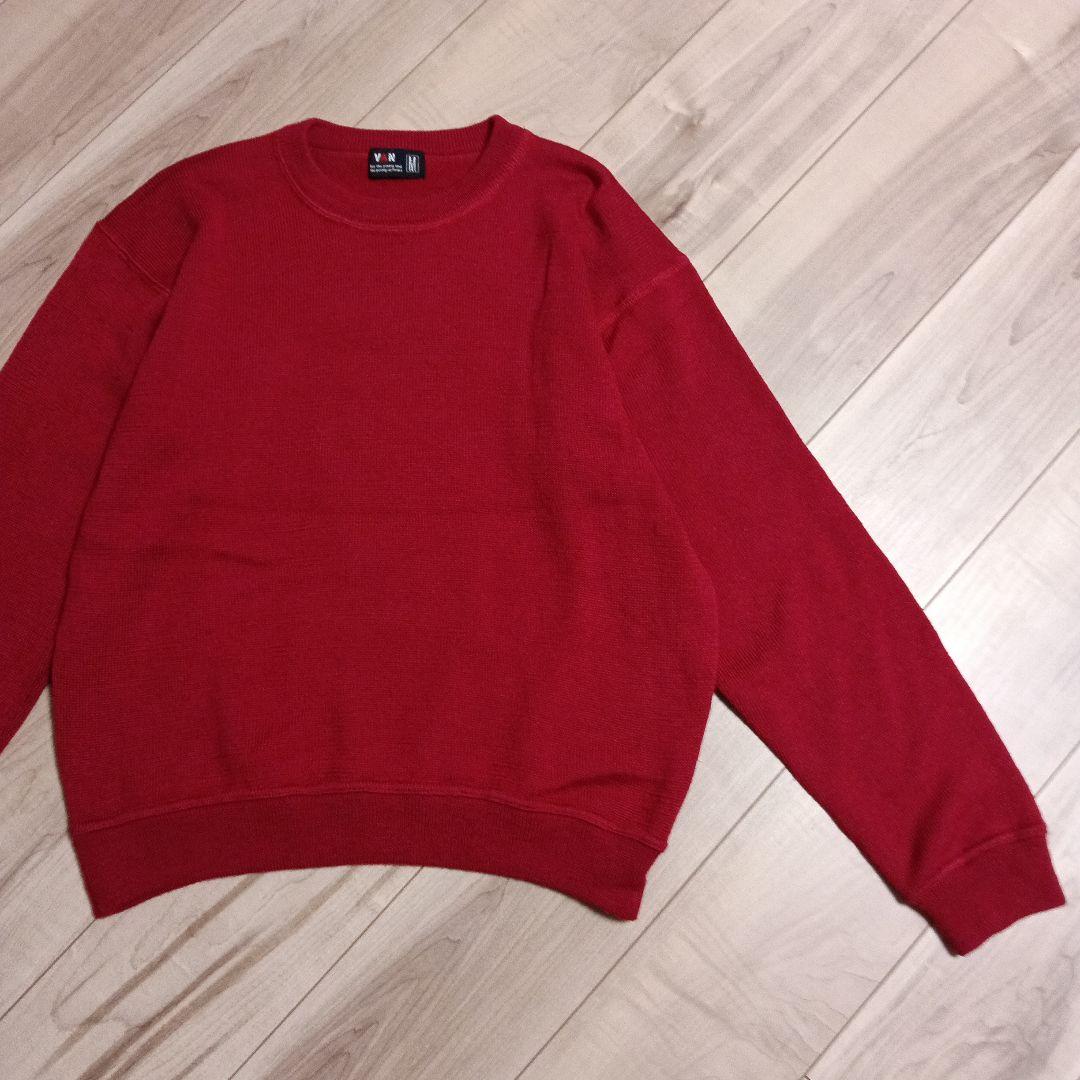 VAN JAC ヴァン ヴァンヂャケット　バックロゴ 毛100% ニットセーター