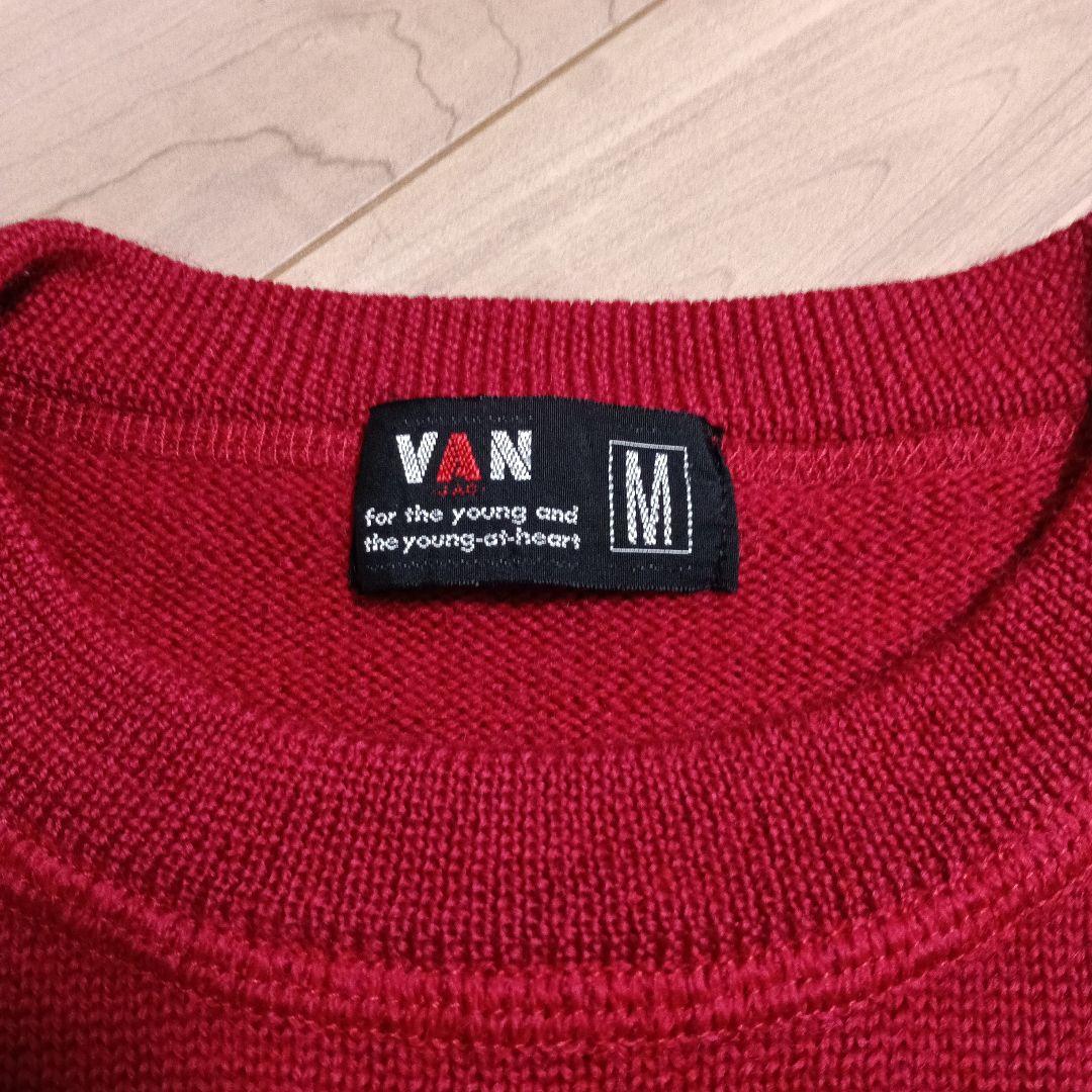 VAN JAC ヴァン ヴァンヂャケット　バックロゴ 毛100% ニットセーター