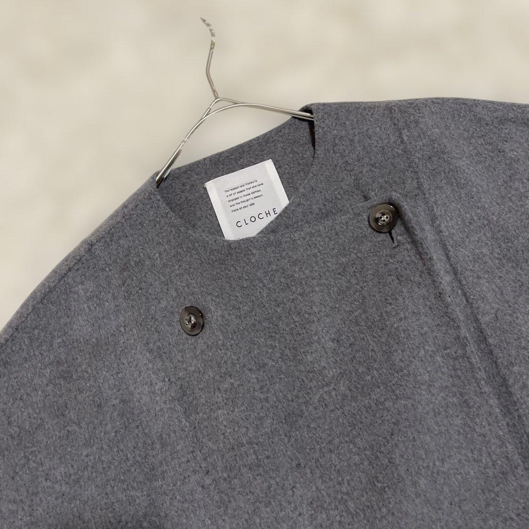 【即発送】クロシェ　ポンチョ　マント　コート　グレー　フリーサイズ　ウール