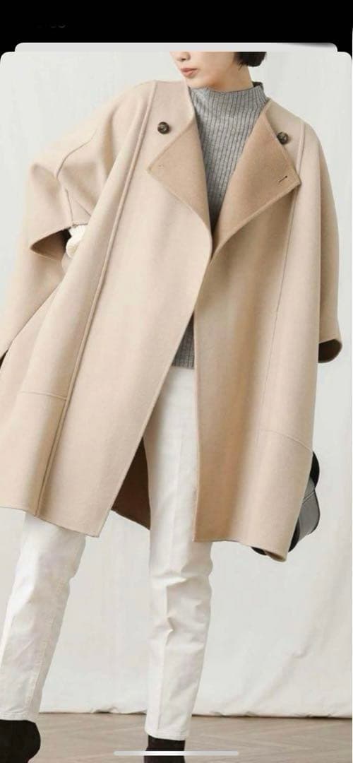 【即発送】クロシェ　ポンチョ　マント　コート　グレー　フリーサイズ　ウール