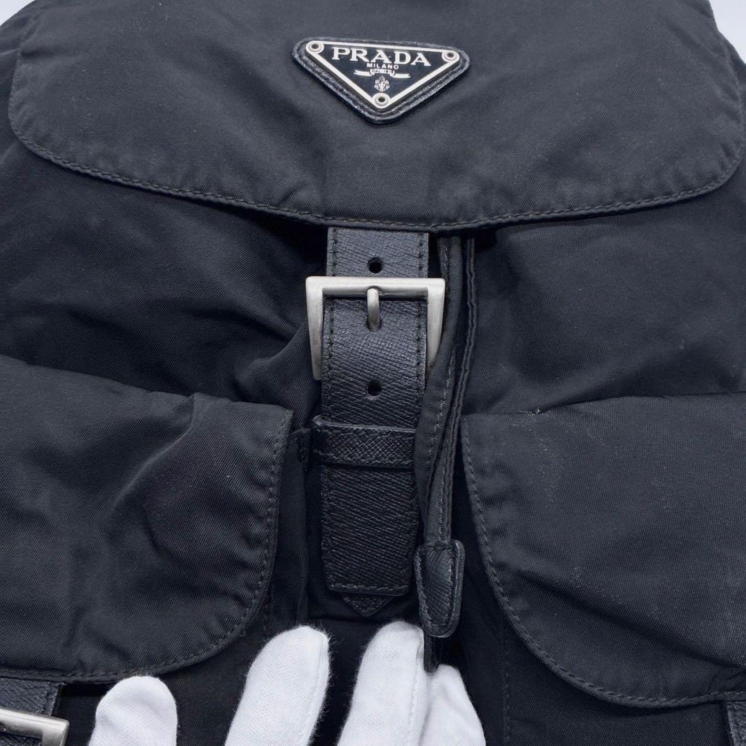 PRADA プラダ リュックサック ナイロン 三角ロゴ 黒 レディース