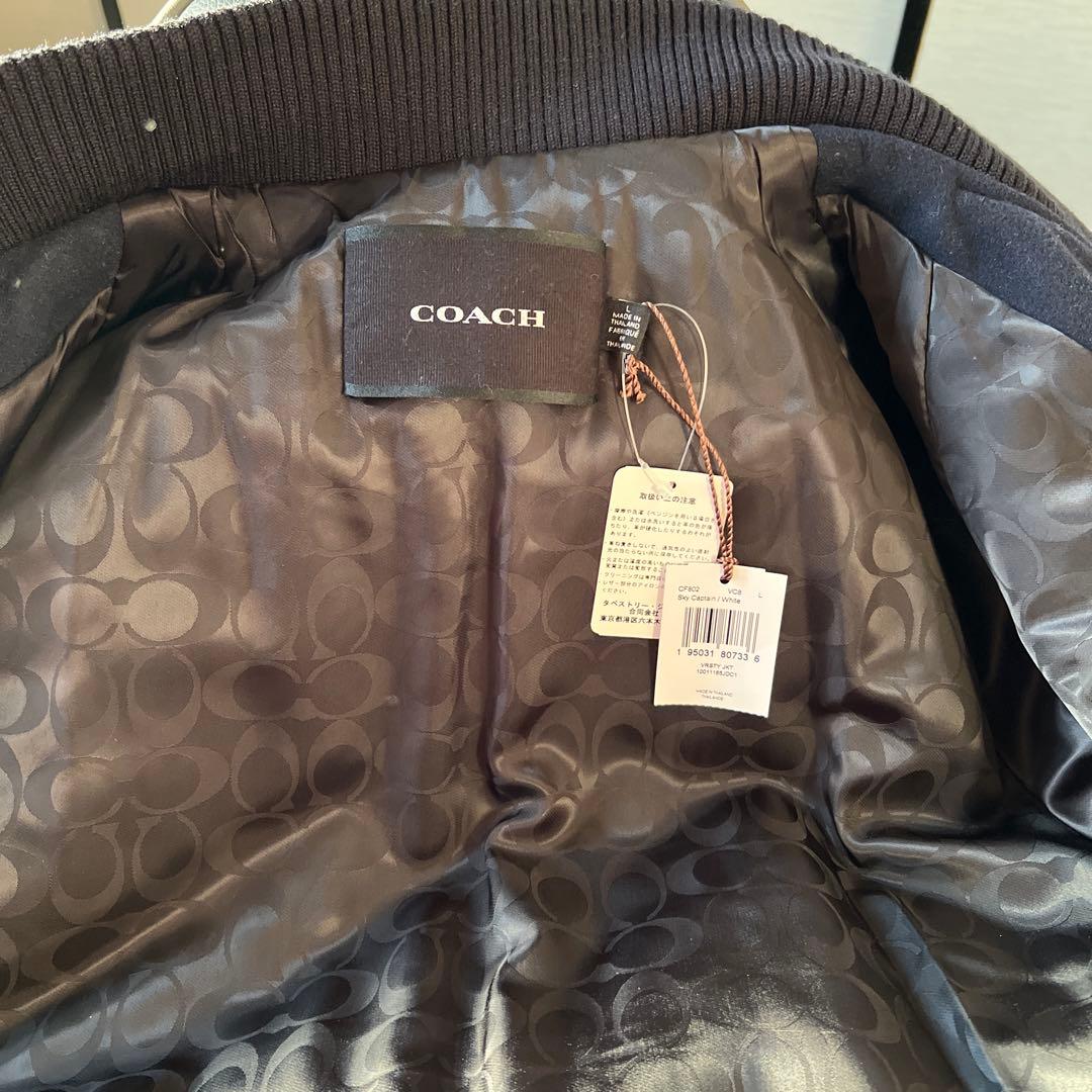 COACH スタジャン 値下げ！サイズL ネイビー/ホワイト　新品未使用タグ付き
