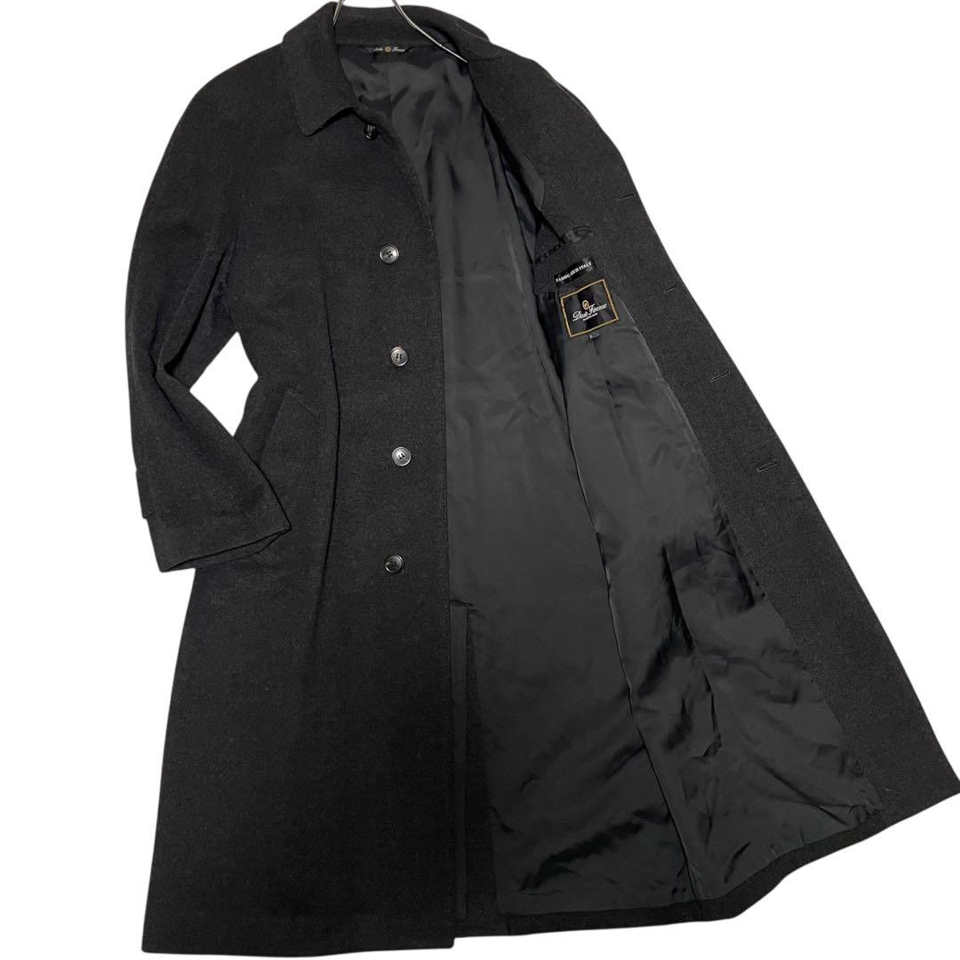 【カシミヤ100%×イタリア製生地】マキシ丈比翼チェスターコート チャコール L