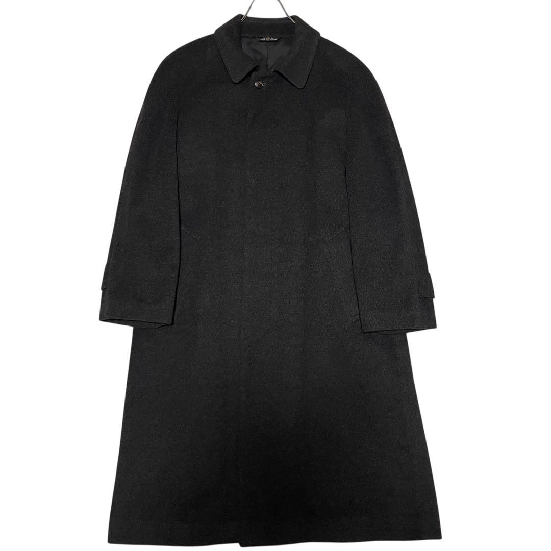 【カシミヤ100%×イタリア製生地】マキシ丈比翼チェスターコート チャコール L