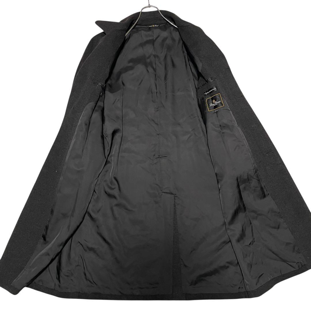 【カシミヤ100%×イタリア製生地】マキシ丈比翼チェスターコート チャコール L