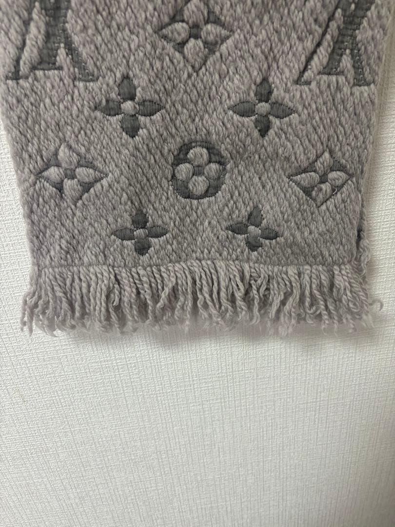 ルイ・ヴィトン グレー マフラー ウール混紡